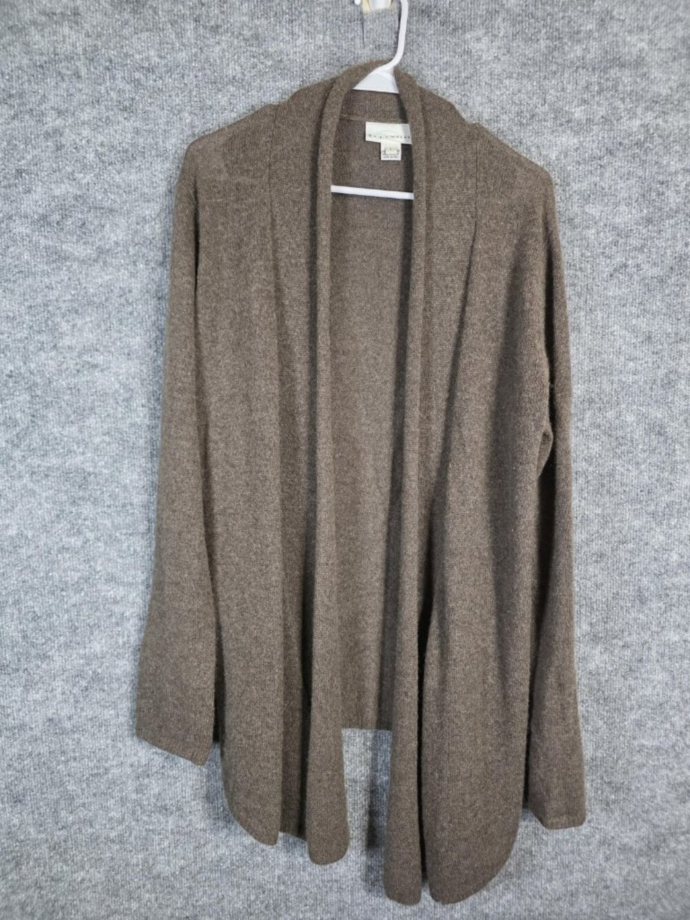 Bryn Walker Cashmere Cardigan Sweater Womens Large Brown Open Front Knit Damaged